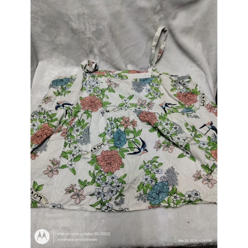 Torrid Floral Bird Love Banner Babydoll Cami Tank Top White Plus Size 2 2X